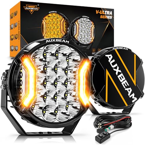 V Ultra Series 9" Round LED Driving Lights Amber DRL Offroad Lights (2 Count)