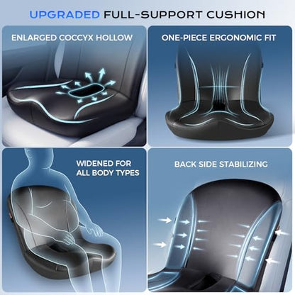 Car Seat Cushion and Lumbar Support Pillow One Piece