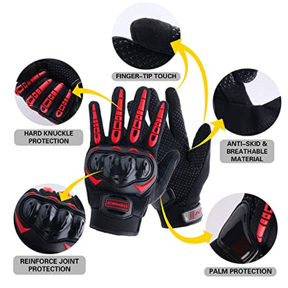Motorcycle Gloves Touch Screen Full Finger Riding Gloves Knuckle Protection for Men and Women for Dirt Riding