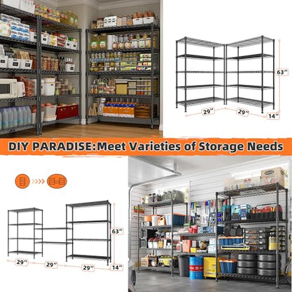 63" H 5 Tier Heavy Duty Storage Shelves