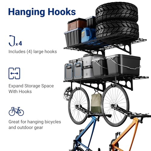 2 Pack 2x4ft Garage Shelving with Hooks (2 Count)