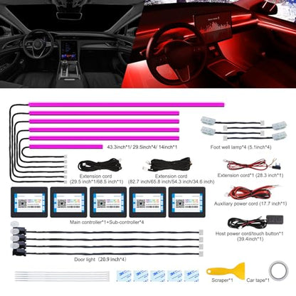 Acrylic Interior Car LED Strip Light with Wireless APP
