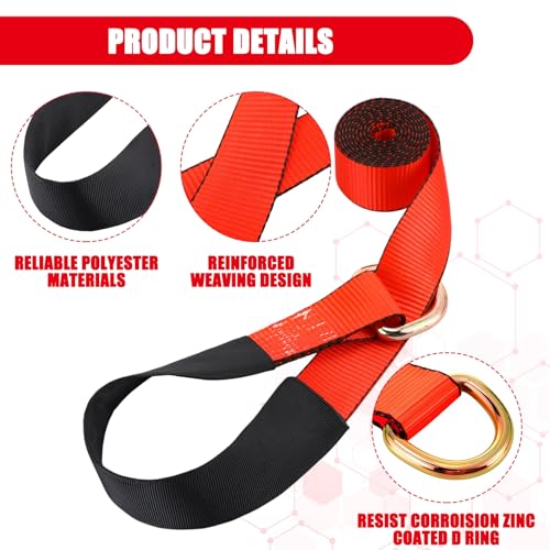 8 Pack 2" x 8ft Lasso Tow Truck Straps with D Ring 11 (8 Count)