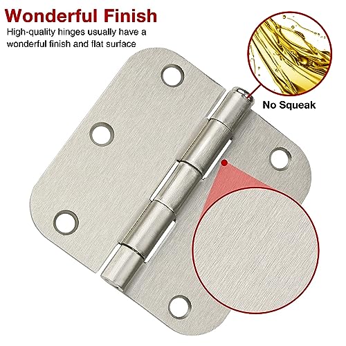 Rounded Door Hinges Brushed Nickel 3.5 Inch 5