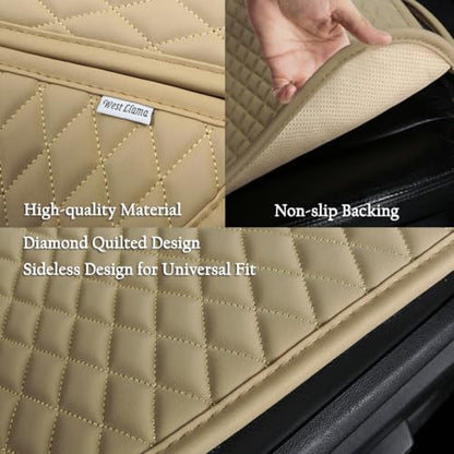 Pu Leather Car Seat Bottom Covers Protectors Include 1 Pair Front Driver Seat Pad Mat and 1 Rear Bench Cover Universal Fit 90% Vehicles