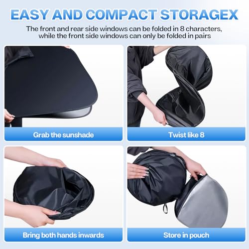 Windshield Sun Shade for Chevrolet Blazer EV 2024 2025 2026 Car Window Shades Thicken UV Block and Blackout Privacy Foldable Sunshades 8PCS Accessories Keep Cool Sun Visor Covers (8 Count)