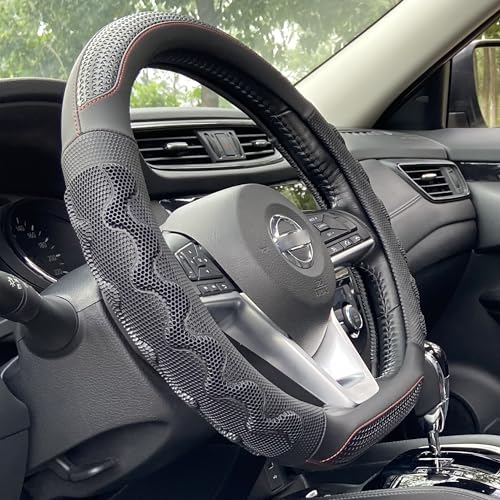 D Shaped 14 Inch Steering Wheel Cover Great Grip Black