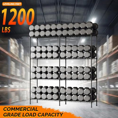 58" W Storage Shelves 1220LBS Heavy Duty Metal Shelving (4 Count)