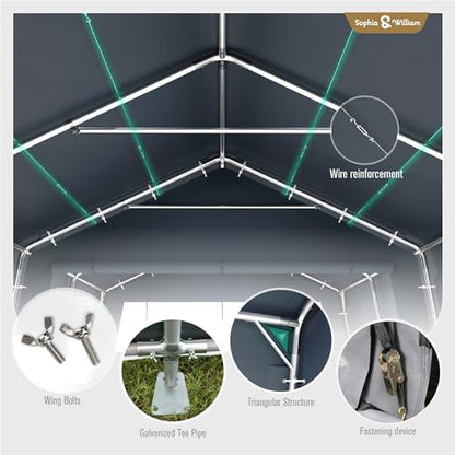 Carport Storage Shed 13x22 Portable Heavy Duty Shelter