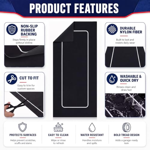 Motorcycle Mat Garage Floor Rug Washable Parking Mats for Garage Floors Non Slip Oil Absorbent Pad Rubber Backing Layer Protects Floor