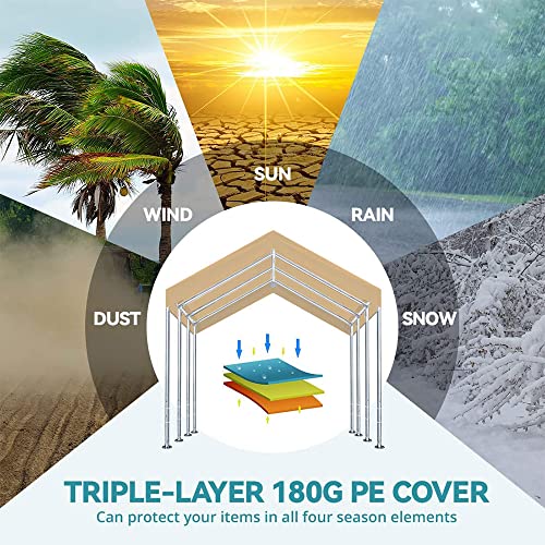Rutile 10'x20' Carport Canopy ONLY Tent Garage Replacement Top Tarp Car Shelter Cover w