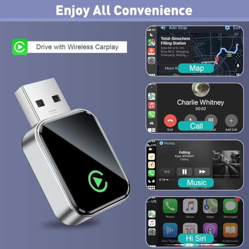 Wireless CarPlay Adapter for Apple iPhone iOS 10+ & Cars from 2015+