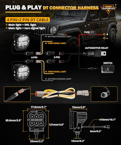 XP Ultra Series 3" LED Offroad Lights with DRL & Turn Signal 2