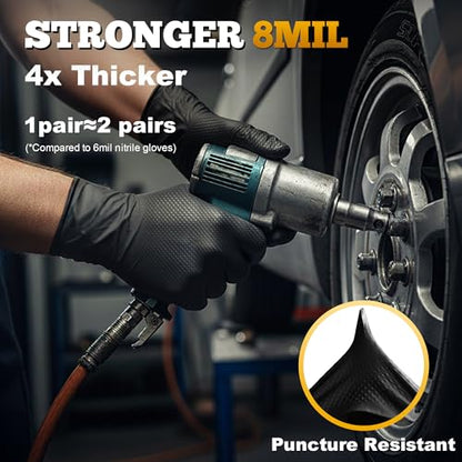 Heavy Duty Black Industrial Nitrile Gloves (50 Count)
