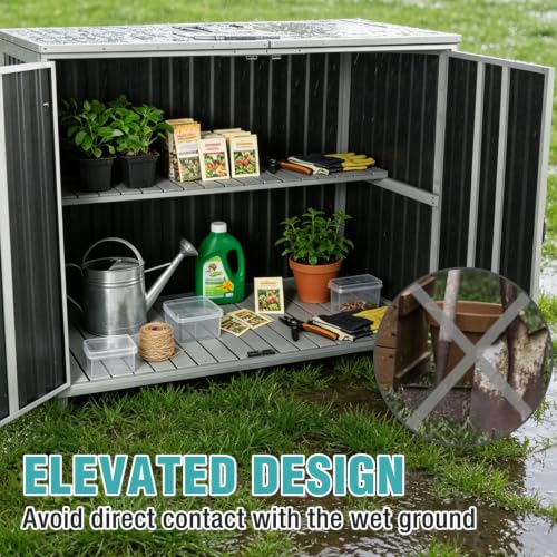 Outdoor Storage Shed 4.2x2.2FT with Metal Frame & Fir Wood