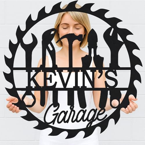 Custom Garage Workshop Metal Sign Personalized Tool Name Wall Art for Car Truck Mechanic Shop Decor Durable Steel Sign for Dad Husband Men’s Auto Workspace or Fence