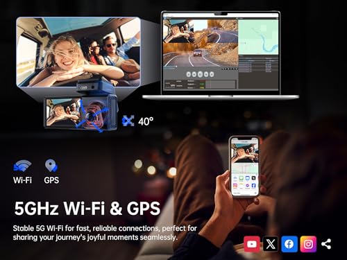 4K 3 Channel Dash Cam Front and Rear Inside