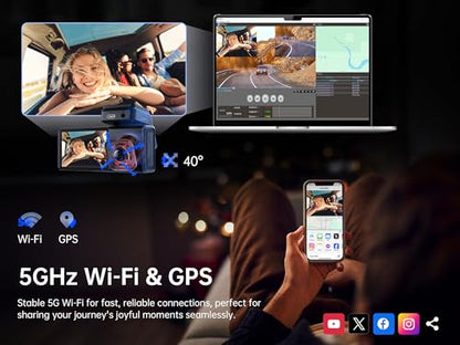 4K 3 Channel Dash Cam Front and Rear Inside