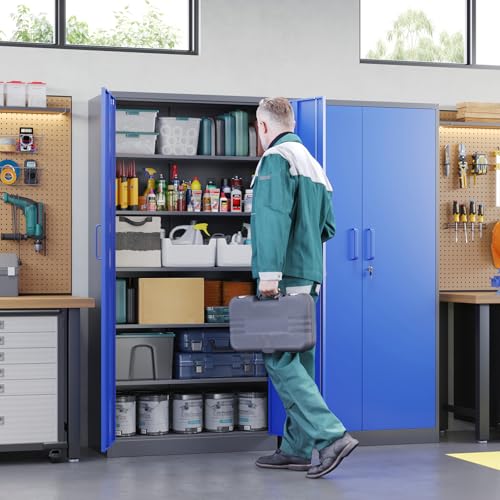 Metal Garage Storage Cabinets with Lock Door and Adjustable Shelves
