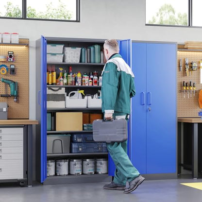 Metal Garage Storage Cabinets with Lock Door and Adjustable Shelves