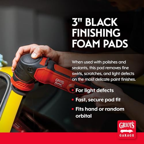 3" Black Foam Finishing Pads for Car Polishing and Detailing (3 Count)