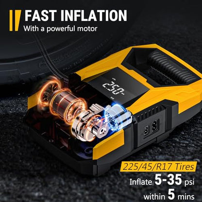 AC DC Tire Inflator Portable Air Compressor