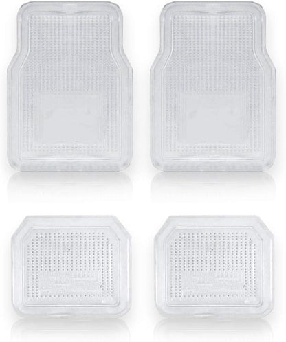 Vaygway All Weather Floor Mats-Universal 4 Piece Car Interior- Rubber Clear Car Plastic Rug-Blue-Tinged Weather Protection Mats