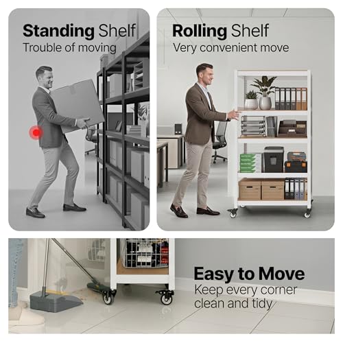 House 36.2" W 5 Tier Heavy Duty Garage Shelving Adjustable Metal Rack Storage Shelves Standing Shelf Unit Organizers Pantry Closet Office White 2Pack (2 Count)