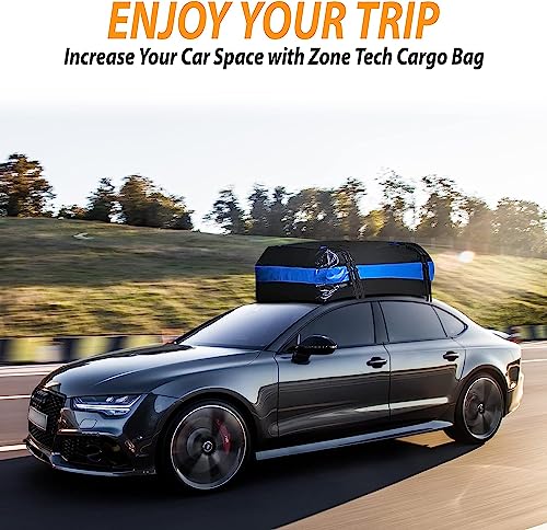 Zone Tech 21 Cubic Feet Car Rooftop Cargo Bag Carrier Soft Shell Waterproof Protective Tear and Dust Resistant Includes 6 Hooks