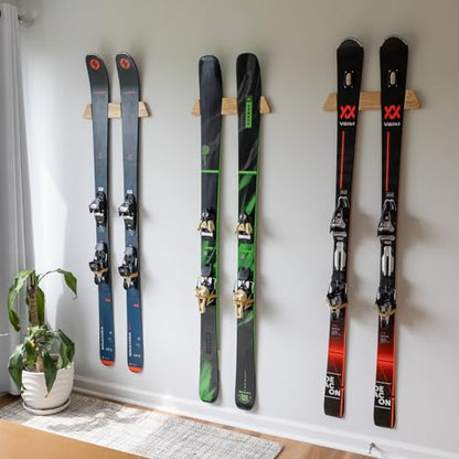 Horizontal Wood Ski Rack Wall Mount