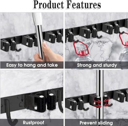 Black Broom Holder Wall Mount