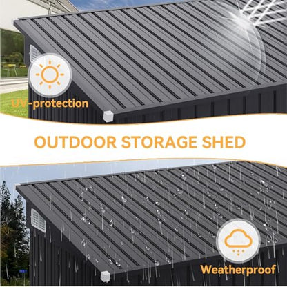 4'x8' Shed Outdoor Storage Shed with Triple Lockable Door