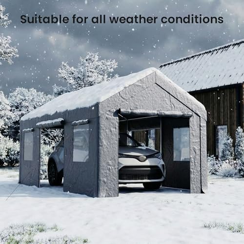 10'×20' Storage Shelter Outdoor Gable Roof Carport with Removable Side Walls