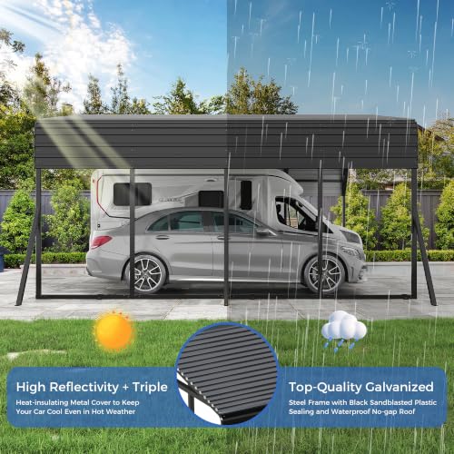 20X20 FT Heavy Duty Metal Carport Canopy with Triangle Frame Base