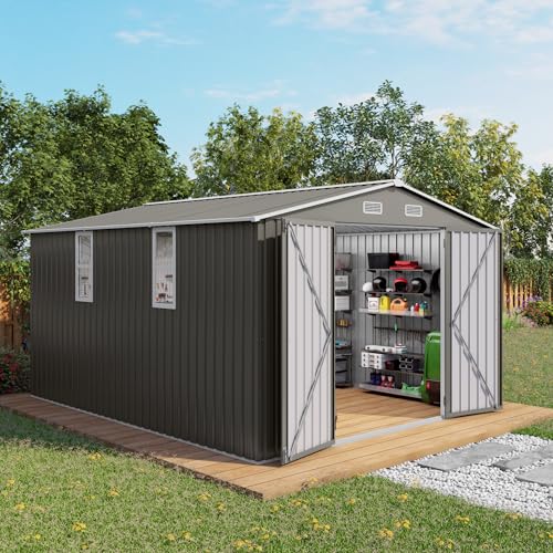 10x12 FT Outdoor Storage Shed with Windows