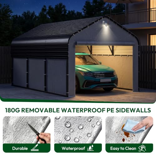 10x16 FT Heavy Duty Metal Carport with Galvanized Steel Roof