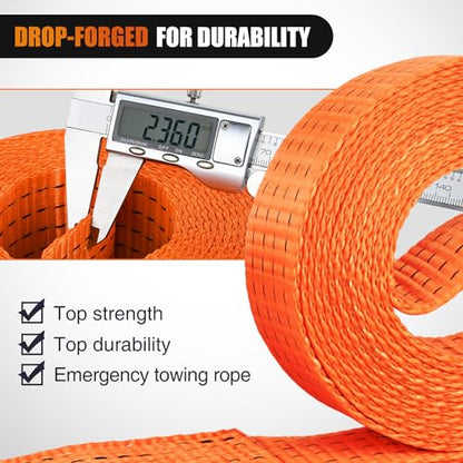 Tow Strap with Safety Hooks 2”x20’10