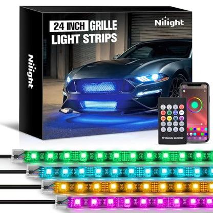 4PCS 24" RGB LED Grille Light Strips with APP & Remote Control