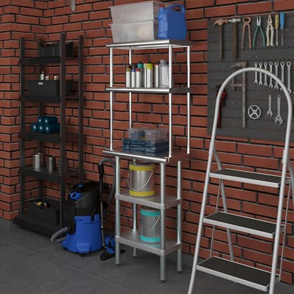 Stainless Steel Work Table with 2 Shelves and 12" Overshelf (2 Count)