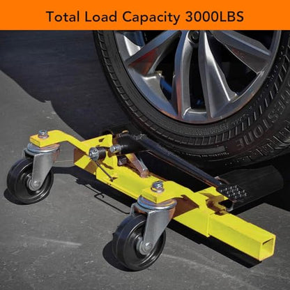 4 Pcs Car Wheel Dolly with Hydraulic Tire Jack (4 Count)