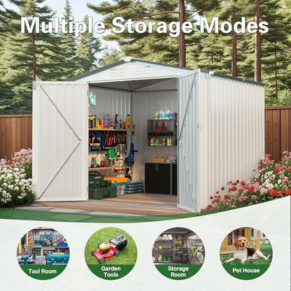 8x6 FT Outdoor Storage Shed with Windows
