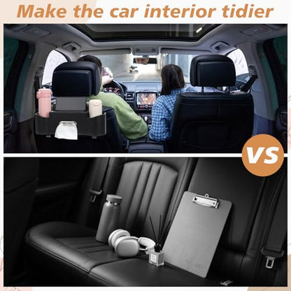 2 Pack Multifunctional Car Seat Back Storage Box Car Seat Back Organizer with Tissue Box (2 Count)