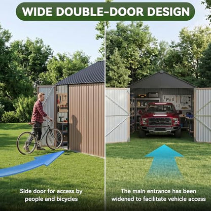 12x20x9.3FT Metal Storage Shed Outdoor Large Garage Shed Garden Tool