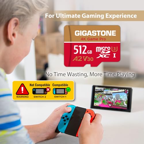for Switch 1 Only】 GIGASTONE 512GB Micro SD Card