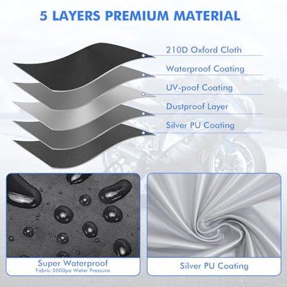 Motorcycle Cover Waterproof Outdoor All Weather Protection Black