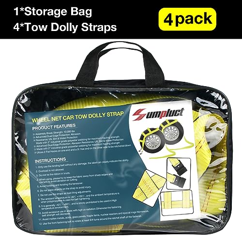 Tow Dolly Basket Straps with Flat Hook Fit 14" (4 Count)