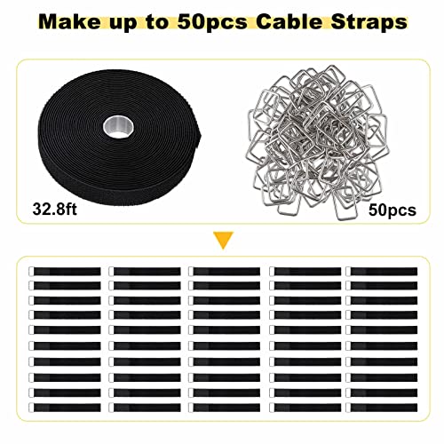 1"x32ft Hook and Loop Straps with 50 Metal Buckles (50 Count)