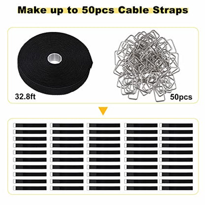 1"x32ft Hook and Loop Straps with 50 Metal Buckles (50 Count)