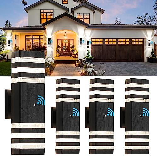 4 Pack Dusk to Dawn Outdoor Light Fixture Modern Black Exterior Wall Lights (4 Count)