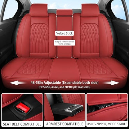 Nappa Faux Leather Car Seat Covers Full Set (5 Count)
